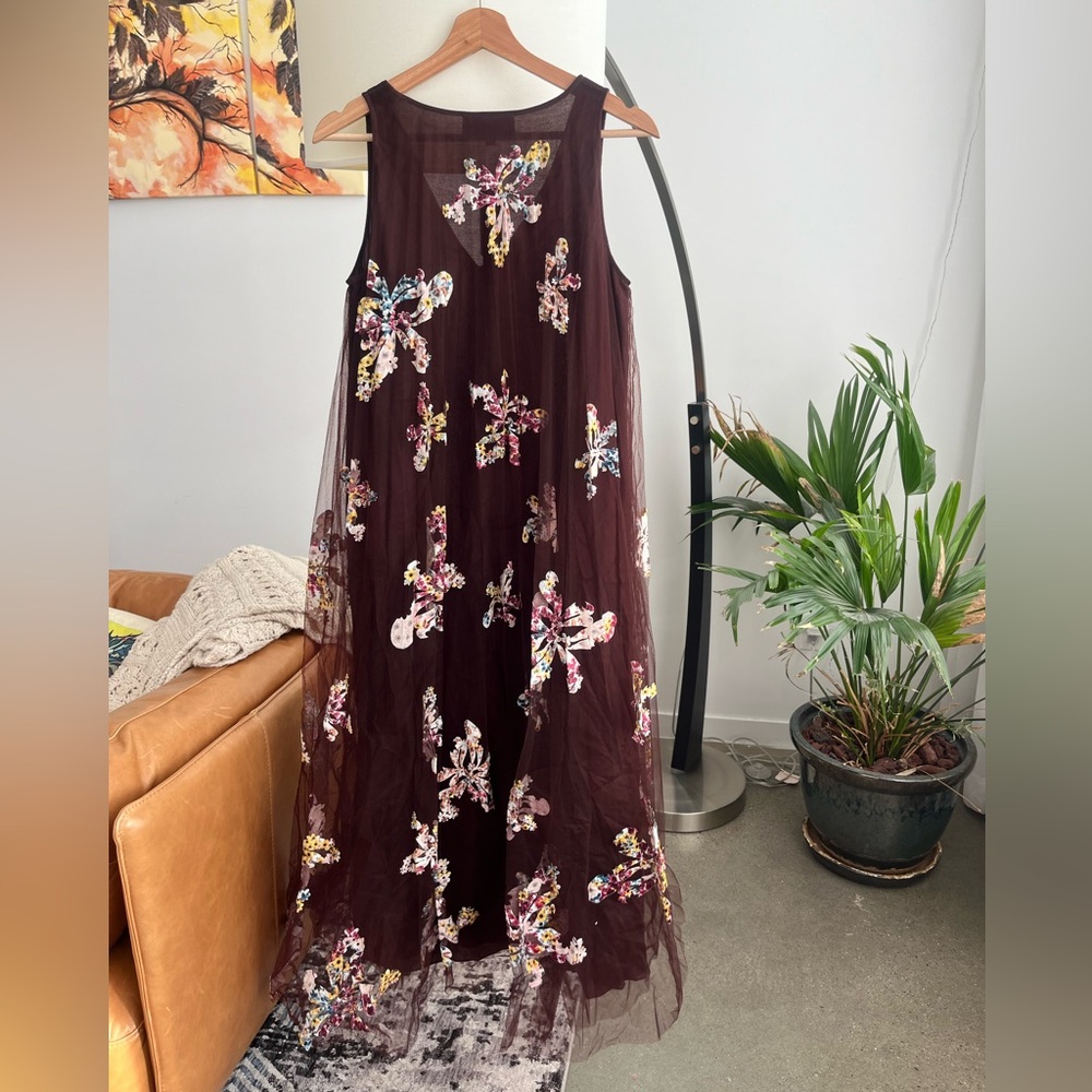 NWT Anthropologie Geisha Designs Cassandra Appliqued Tulle Maxi Dress - Picture 8 of 10
